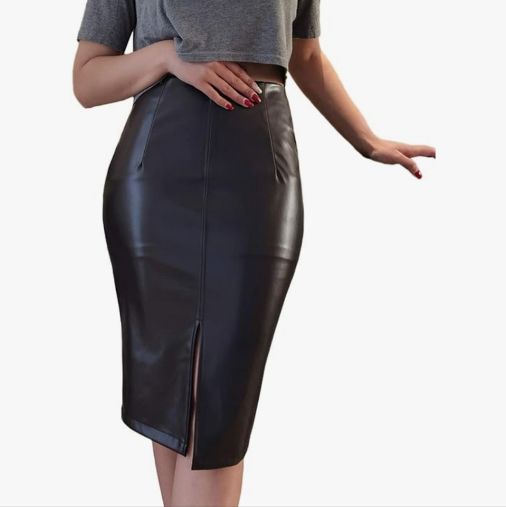 Faux Leather black Pencil Skirt